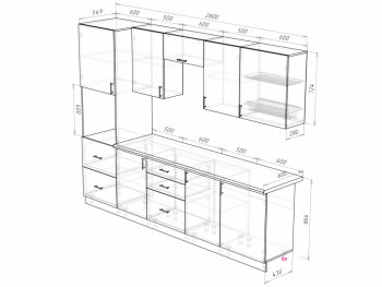 Кухонный гарнитур 2800 мм Прованс с карнизом (Росток) в Ревде - revda.mebel-e96.ru