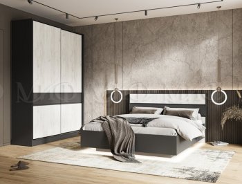 Кровать парящая с ПМ Роджина графит/крафт белый (Миф) в Ревде - revda.mebel-e96.ru
