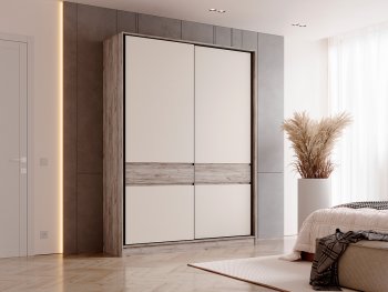 Шкаф-купе 1800 мм Роджина крафт серый/кашемир (Миф) в Ревде - revda.mebel-e96.ru