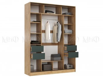 Шкаф-купе 1800 мм Роджина крафт/изумрудный (Миф) в Ревде - revda.mebel-e96.ru