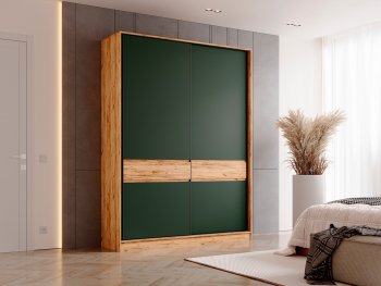 Шкаф-купе 1800 мм Роджина крафт/изумрудный (Миф) в Ревде - revda.mebel-e96.ru