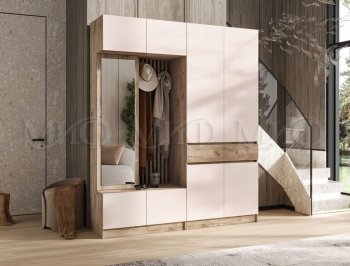 Прихожая Роджина крафт серый/кашемир, модульная (Миф) в Ревде - revda.mebel-e96.ru