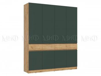 Шкаф 2000 мм 4-х ств. Роджина крафт/изумруд (Миф) в Ревде - revda.mebel-e96.ru