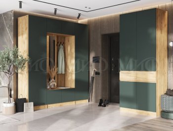 Прихожая Роджина крафт/изумруд, модульная (Миф) в Ревде - revda.mebel-e96.ru