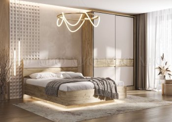 Спальный гарнитур Роджина крафт серый/кашемир, модульный (Миф) в Ревде - revda.mebel-e96.ru