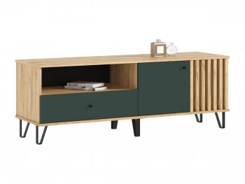 Тумба ТВ (1500) Роджина крафт/изумрудный (Миф) в Ревде - revda.mebel-e96.ru