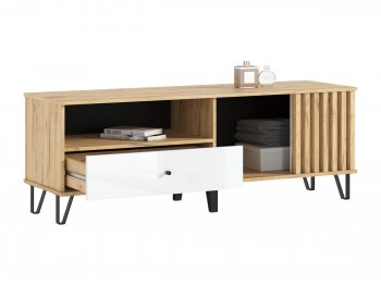 Тумба ТВ (1500) Роджина крафт/белый (Миф) в Ревде - revda.mebel-e96.ru