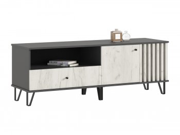 Тумба ТВ (1500) Роджина крафт белый/графит (Миф) в Ревде - revda.mebel-e96.ru