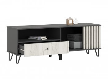Тумба ТВ (1500) Роджина крафт белый/графит (Миф) в Ревде - revda.mebel-e96.ru