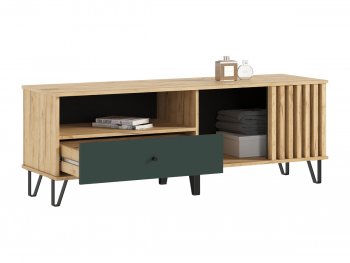 Тумба ТВ (1500) Роджина крафт/изумрудный (Миф) в Ревде - revda.mebel-e96.ru