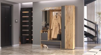Прихожая Сабрина Дуб вотан/графит (Лин) в Ревде - revda.mebel-e96.ru