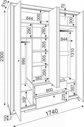 Саванна (спальня) М01 Шкаф четырехдверный БОДЕГА СВЕТЛ. в Ревде - revda.mebel-e96.ru