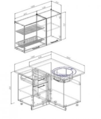 Кухонный гарнитур угловой Санторини МДФ 1000*1000 (Sanvut) в Ревде - revda.mebel-e96.ru