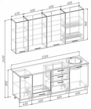 Кухонный гарнитур Руанда 2200 мм (Санвут) в Ревде - revda.mebel-e96.ru