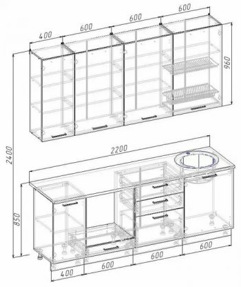Кухонный гарнитур Муссон 2200 мм в Ревде - revda.mebel-e96.ru