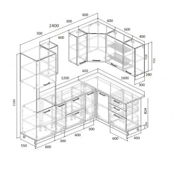 Угловой кухонный гарнитур Элеганция 2400*1600 мм Sanvut в Ревде - revda.mebel-e96.ru