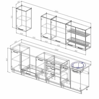 Кухонный гарнитур Руанда 2800 мм в Ревде - revda.mebel-e96.ru