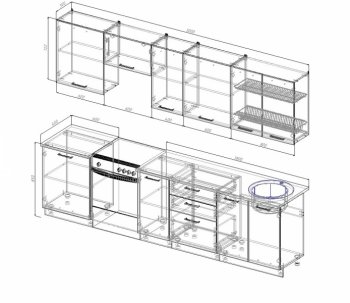 Кухонный гарнитур Смоки 3000 мм МДФ в Ревде - revda.mebel-e96.ru