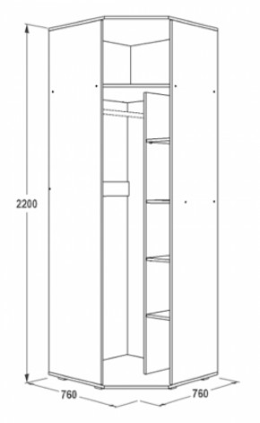 Шкаф 1-но дверный угловой Ольга-14 (760*760) в Ревде - revda.mebel-e96.ru