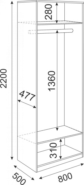 Шкаф 2-х створчатый 800 мм  Беатрис (модуль 2) (Риннер) в Ревде - revda.mebel-e96.ru