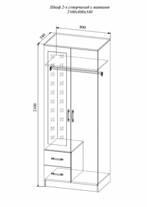 Шкаф 2-х створчатый с зеркалом Софи СШК 800.3 (ДСВ) в Ревде - revda.mebel-e96.ru