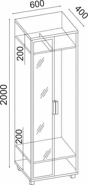 Шкаф 600 с зеркалом West (Риннер) в Ревде - revda.mebel-e96.ru