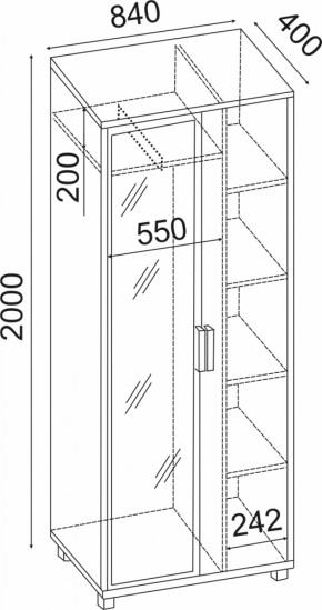 Шкаф 800 с зеркалом West (Риннер) в Ревде - revda.mebel-e96.ru