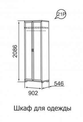 Шкаф для одежды 2-х дверный Ника-Люкс 21 в Ревде - revda.mebel-e96.ru