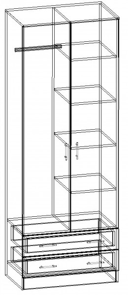 Шкаф Дуэт 2-х створчатый с 2-мя ящиками серия София в Ревде - revda.mebel-e96.ru