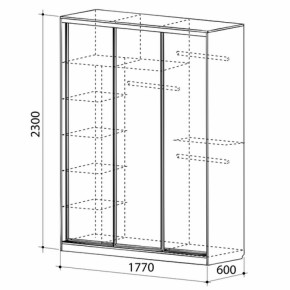 Шкаф-купе Бассо 1-600 (полки слева) в Ревде - revda.mebel-e96.ru