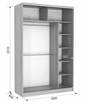 Шкаф-купе Гранд 1-600 Бабочки (полки справа) в Ревде - revda.mebel-e96.ru