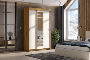 Шкаф-купе ШКП-7 1300 мм золотой/белый (СВ) в Ревде - revda.mebel-e96.ru