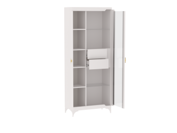 Пенал со стеклом широкий NEW Сиде Белый (СБК) в Ревде - revda.mebel-e96.ru