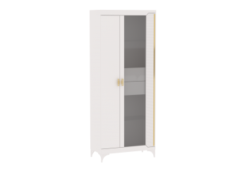 Пенал со стеклом широкий NEW Сиде Белый (СБК) в Ревде - revda.mebel-e96.ru | фото