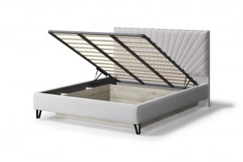 Кровать с ПМ Сильвия мягкая Moonlight (серо-бежевый), 1600 (МЛК) в Ревде - revda.mebel-e96.ru