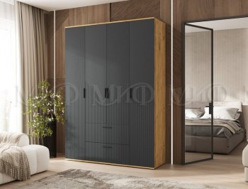 Шкаф 1600 мм Сильвия, крафт/графит (Миф) в Ревде - revda.mebel-e96.ru