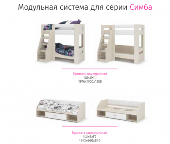 Набор детской мебели Симба дуб-белый глянец (СтендМ) в Ревде - revda.mebel-e96.ru