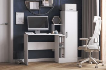 Компьютерный стол СКМ-2 белый (Микон) в Ревде - revda.mebel-e96.ru