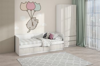 Кровать Соната 900 белый/крафт белый (Зарон) в Ревде - revda.mebel-e96.ru
