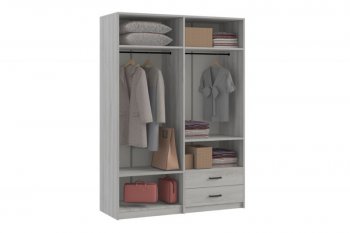 Шкаф 1500 мм  4-х ств. с зеркалом 2 ящ. SVETLANA LOFT, сосна белая (Генезис) в Ревде - revda.mebel-e96.ru