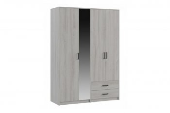 Шкаф 1500 мм  4-х ств. с зеркалом 2 ящ. SVETLANA LOFT, сосна белая (Генезис) в Ревде - revda.mebel-e96.ru