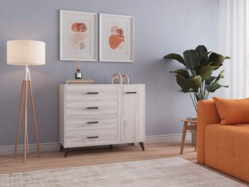 Комод-Тумба (1дв,4ящ) SVETLANA LOFT, сосна белая (Генезис) в Ревде - revda.mebel-e96.ru