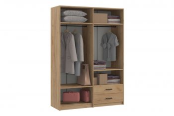 Шкаф 1500 мм  4-х ств. с зеркалом 2 ящ. SVETLANA LOFT, дуб золотой (Генезис) в Ревде - revda.mebel-e96.ru