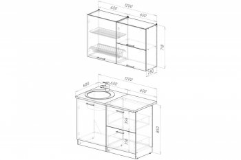 Кухонный гарнитур Терция лайт 1200 мм (Герда) в Ревде - revda.mebel-e96.ru