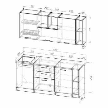 Кухонный гарнитур Томилла макси 4 1800 мм (Герда) в Ревде - revda.mebel-e96.ru
