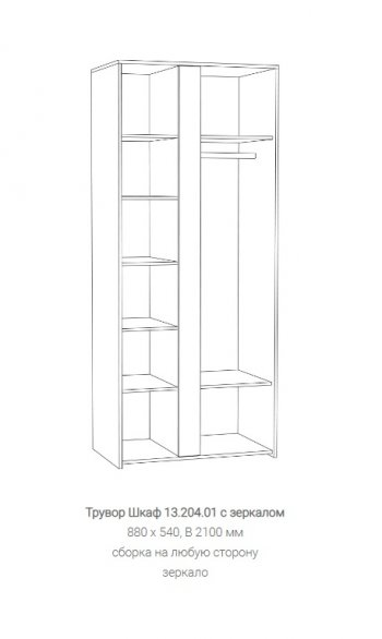 Шкаф Трувор 13.204.01 с зеркалом в Ревде - revda.mebel-e96.ru