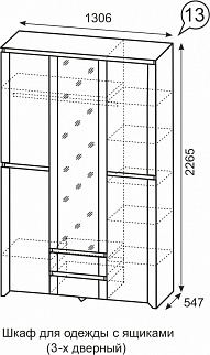 Шкаф 1300 мм для одежды Твист №13 (ИжМ) в Ревде - revda.mebel-e96.ru