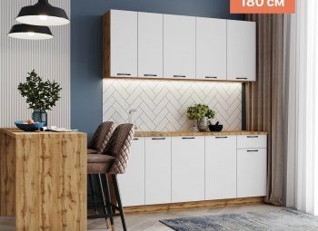 КУхонный гарнитур Валерия 1800 мм вотан/белый (Сурская) в Ревде - revda.mebel-e96.ru