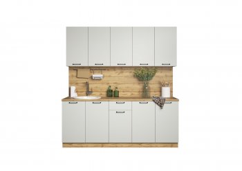 КУхонный гарнитур Валерия 2000 мм вотан/серый (Сурская) в Ревде - revda.mebel-e96.ru