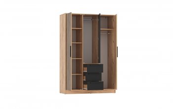 Шкаф 1300 мм 83.08 Вегас (3-х дв.) черный (Олмеко) в Ревде - revda.mebel-e96.ru